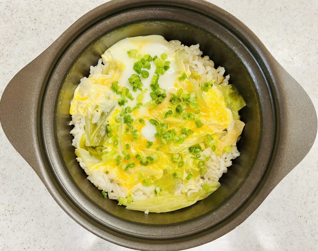 キャベツと油揚げの卵おじや