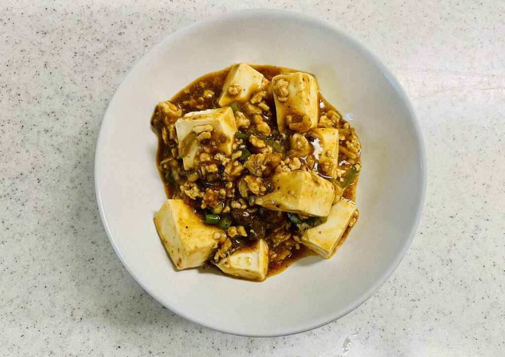 さくらどり挽肉を使った麻婆豆腐