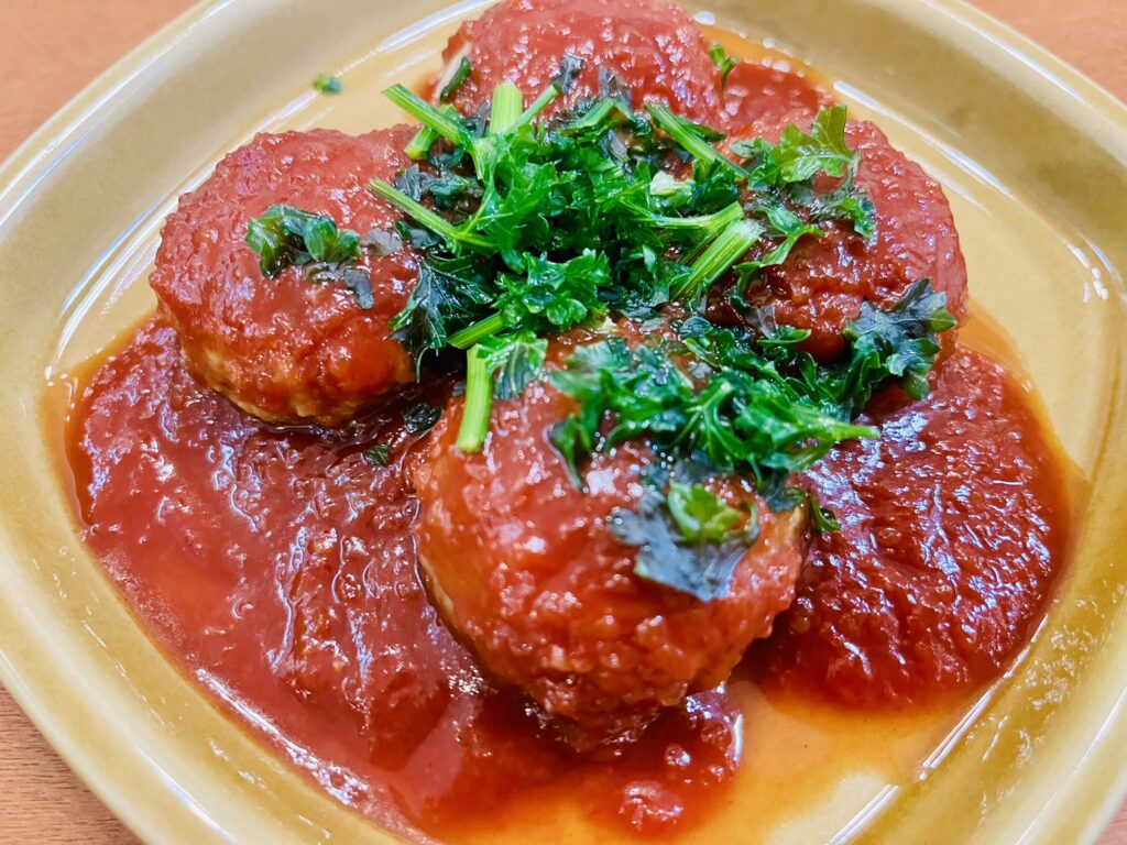 スターゼンミニチーズインハンバーグ_トマト煮込み風 時短料理かつ節約料理