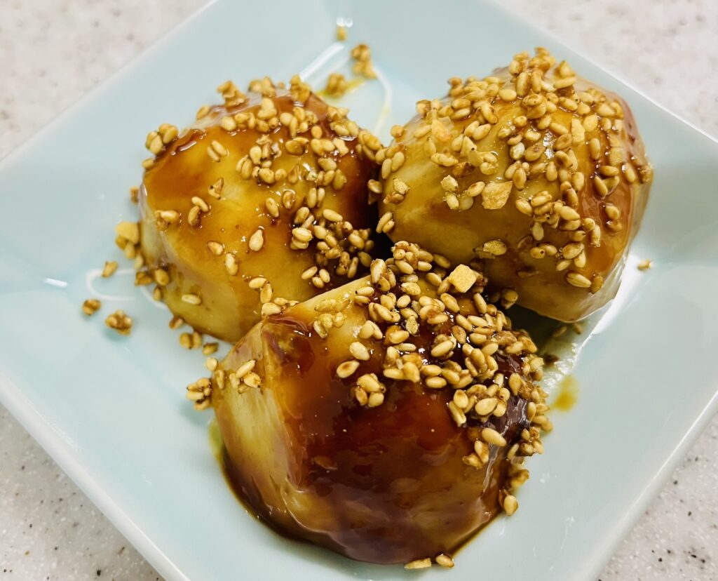 里芋の味噌田楽　電子レンジだけで出来上がるので、時短料理。
