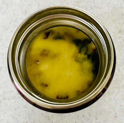 スープジャーでホワイトソースのドリアを作って4時間後の様子。チーズがとろりとしている