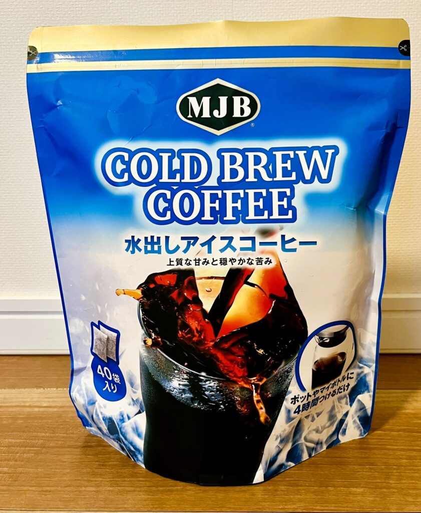 コストコMJB水出しアイスコーヒーのパッケージ外観。青い。