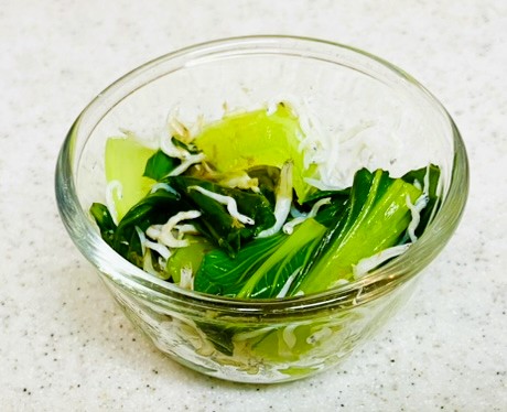 コストコ遠州灘しらす干しのアレンジレシピ。青菜しらす和え