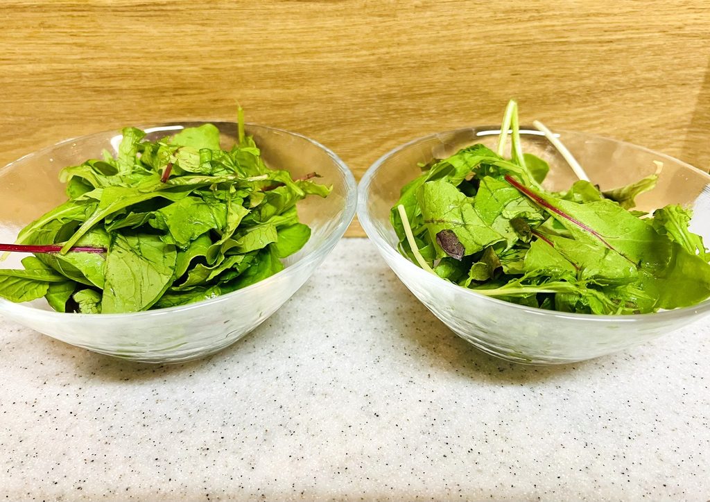 コストコ ベビーリーフ2人前。1人前は一般的サラダボール1杯分で20g。